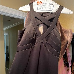 Beautiful long black dress- elegant length & mermaid figure forming great fabric